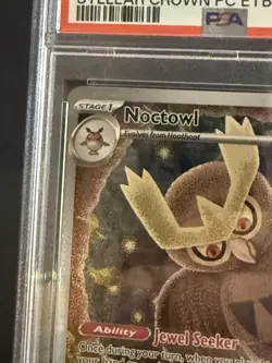Noctowl 141 Pokemon Center Stamp TCG SVP Stellar Crown Black Star Promo - PSA 9 - Image 3