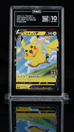 TAG 10 GEM MINT JAPANESE POKEMON 2021 PIKACHU V 020/028 25TH ANNIVERSARY S8a MQ - Image 1