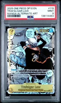 PSA 9 One Piece Card Trafalgar Law Manga Alt Art OP10-119 Royal Blood English - Image 1