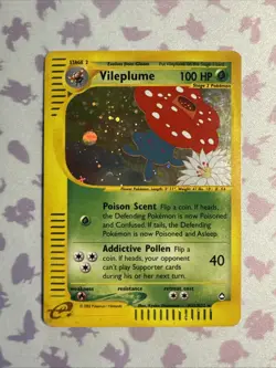 Pokemon Card Vileplume H31/H32 Aquapolis Holo Rare WOTC Swirl MP/Played - Image 1