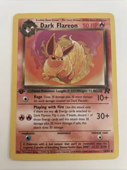 Pokemon Dark Flareon TCG 1st Edition Uncommon Card 35/82 Near Mint - Image 1