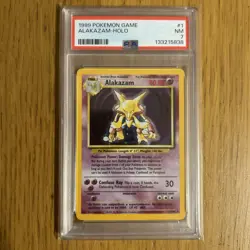 Alakazam Holo Pokemon Card 1/102 Base Set 1999 Unlimited PSA 7 NM WOTC - Image 1