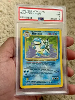 PSA 7 Pokemon Card Blastoise 002/102 Base Set Holo 1999 Near Mind - Image 1