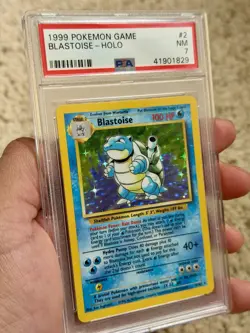 PSA 7 Pokemon Card Blastoise 002/102 Base Set Holo 1999 Near Mind - Image 2