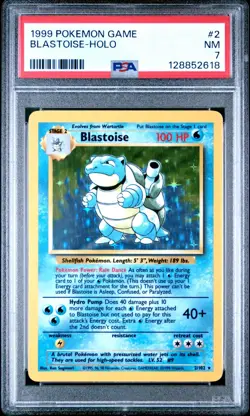 1999 Pokemon Blastoise Base Set Unlimited Holo #002 PSA 7 NM - Image 1