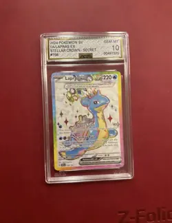 Pokemon Lapras ex 168/142 Stellar Crown Full Art Secret Rare Holo AGS 10 2024 - Image 1