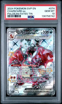 2024 POKEMON SVP EN-SV BLACK STAR PROMO PALDEAN FATES TIN CHARIZARD EX PSA 10 - Image 1