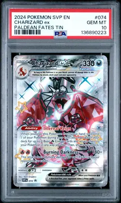 2024 POKEMON SVP EN-SV BLACK STAR PROMO PALDEAN FATES TIN CHARIZARD EX PSA 10 - Image 1