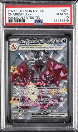 2024 POKEMON SVP EN-SV BLACK STAR PROMO PALDEAN FATES TIN CHARIZARD EX PSA 10 - Image 1