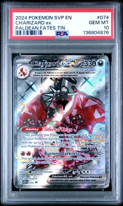 2024 POKEMON SVP EN-SV BLACK STAR PROMO PALDEAN FATES TIN CHARIZARD EX PSA 10 - Image 1