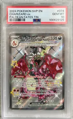 2024 POKEMON SVP EN-SV BLACK STAR PROMO PALDEAN FATES TIN CHARIZARD EX PSA 10 - Image 1
