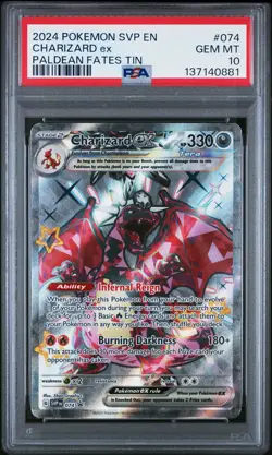 2024 POKEMON SVP EN-SV BLACK STAR PROMO PALDEAN FATES TIN CHARIZARD EX PSA 10 - Image 1