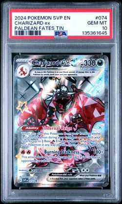 2024 POKEMON SVP EN-SV BLACK STAR PROMO PALDEAN FATES TIN CHARIZARD EX PSA 10 - Image 1