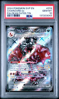 2024 POKEMON SVP EN-SV BLACK STAR PROMO PALDEAN FATES TIN CHARIZARD EX PSA 10 - Image 1