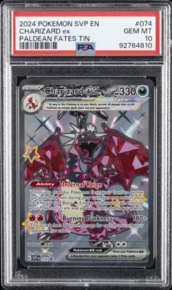 2024 POKEMON SVP EN-SV BLACK STAR PROMO PALDEAN FATES TIN CHARIZARD EX PSA 10 - Image 1
