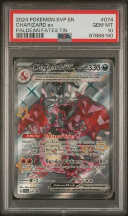2024 POKEMON SVP EN-SV BLACK STAR PROMO PALDEAN FATES TIN CHARIZARD EX PSA 10 - Image 1