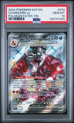 2024 POKEMON SVP EN-SV BLACK STAR PROMO PALDEAN FATES TIN CHARIZARD EX PSA 10 - Image 1