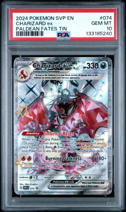 2024 POKEMON SVP EN-SV BLACK STAR PROMO PALDEAN FATES TIN CHARIZARD EX PSA 10 - Image 1