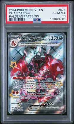 2024 POKEMON SVP EN-SV BLACK STAR PROMO PALDEAN FATES TIN CHARIZARD EX PSA 10 - Image 1