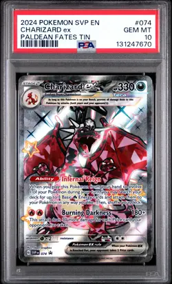2024 POKEMON SVP EN-SV BLACK STAR PROMO PALDEAN FATES TIN CHARIZARD EX PSA 10 - Image 1