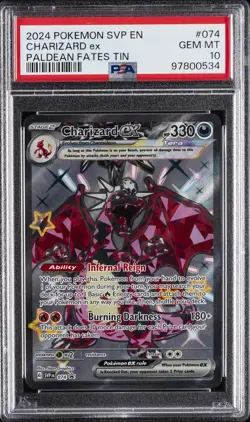 2024 POKEMON SVP EN-SV BLACK STAR PROMO PALDEAN FATES TIN CHARIZARD EX PSA 10 - Image 1