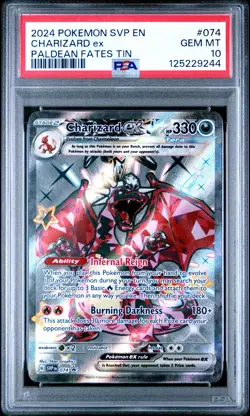 2024 POKEMON SVP EN-SV BLACK STAR PROMO PALDEAN FATES TIN CHARIZARD EX PSA 10 - Image 1