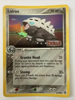 Lairon 32/108 EX Power Keepers Reverse Holo Rare Stamped Pokemon Card - Image 1
