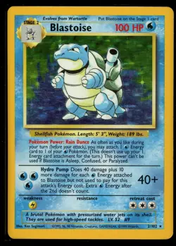 Pokemon Blastoise 2/102 Base Set Holo Rare 1999 Lightly Played Vintage Card - Image 1