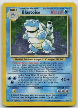 1999 Pokemon TCG Base Set Blastoise #2/102 Damaged - Image 1