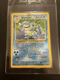 Pokemon TCG Blastoise 2/102 Holo Rare Base Set Original Damaged Condition HP - Image 1