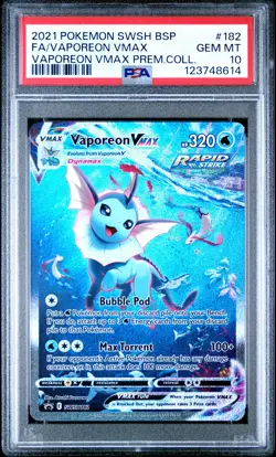 2021 POKEMON SWSH BLACK STAR PROMO #182 FULL ART/VAPOREON VMAX PSA 10 - Image 1