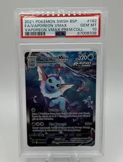 2021 POKEMON SWSH BLACK STAR PROMO #182 FULL ART/VAPOREON VMAX PSA 10 - Image 1