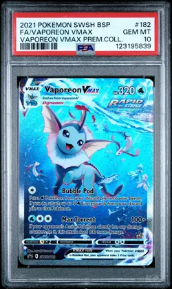 2021 POKEMON SWSH BLACK STAR PROMO #182 FULL ART/VAPOREON VMAX PSA 10 - Image 1