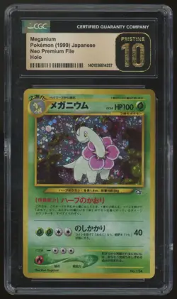 1999 Pokemon Meganium Neo Premium File Japanese Holo #154 CGC Pristine 10 - Image 1