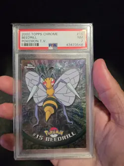 PSA 7 2000 Pokemon Game Topps Chrome Beedrill TV Rare Base Set Series 1 NM GEM - Image 3