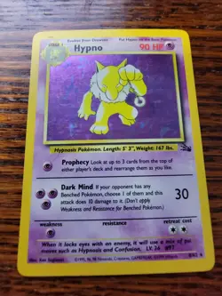 Hypno 8/62 Fossil Set Holo Rare Vintage WotC Pokemon Card MP* - Image 1