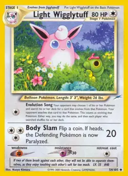 Light Wigglytuff - 54/105 - Pokemon Neo Destiny Unlimited Rare Card WOTC LP - Image 1
