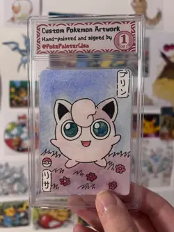Jigglypuff ORIGINAL Watercolor Painted Pokemon Card - by PokePainterLisa - Image 1