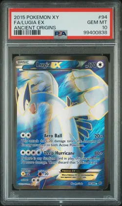 2015 POKEMON XY ANCIENT ORIGINS #94 FULL ART/LUGIA EX PSA 10 - Image 1