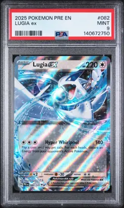 LUGIA EX #082 DOUBLE RARE 2025 POKEMON PRE EN PRISMATIC EVOLUTIONS PSA 9 MINT - Image 1