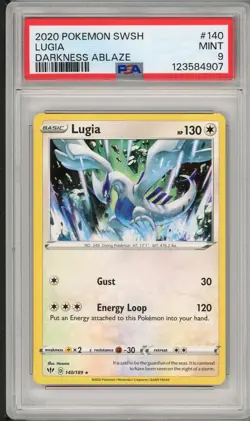 2020 Pokemon SWSH Darkness Ablaze Lugia #140 PSA 9 - Image 1