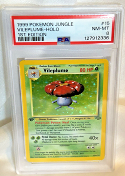 1999 Pokemon Jungle Vileplume Holo 1st Edition PSA 8 - Image 1