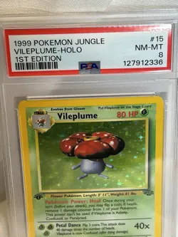 1999 Pokemon Jungle Vileplume Holo 1st Edition PSA 8 - Image 2