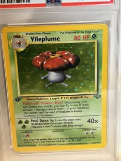 1999 Pokemon Jungle Vileplume Holo 1st Edition PSA 8 - Image 3