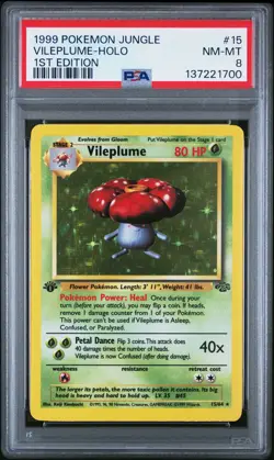 1999 POKEMON JUNGLE 1ST EDITION #15 VILEPLUME-HOLO PSA 8 - Image 1