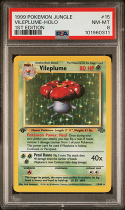 1999 POKEMON JUNGLE #15 VILEPLUME-HOLO 1ST EDITION PSA 8 - Image 1