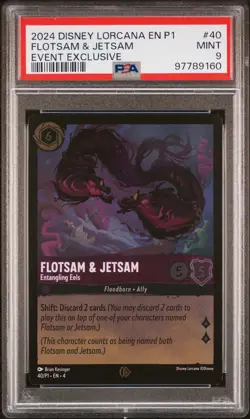 2024 DISNEY LORCANA EN P1-PROMO #40 FLOTSAM & JETSAM - ENTANGLING EELS PSA 9 - Image 1
