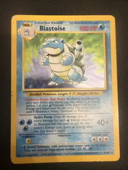 Pokemon Card Blastoise Unlimited Base Set 2/102 Holo MP - Image 1