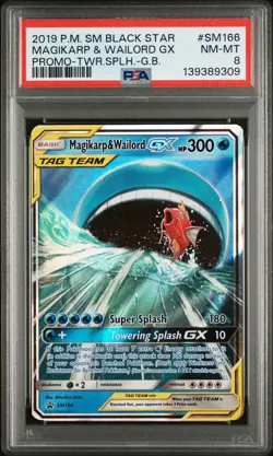 2019 POKEMON SM BLACK STAR PROMO #SM166 MAGIKARP & WAILORD GX PSA 8 - Image 1