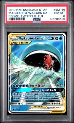 2019 POKEMON SM BLACK STAR PROMO #SM166 MAGIKARP & WAILORD GX PSA 8 - Image 1